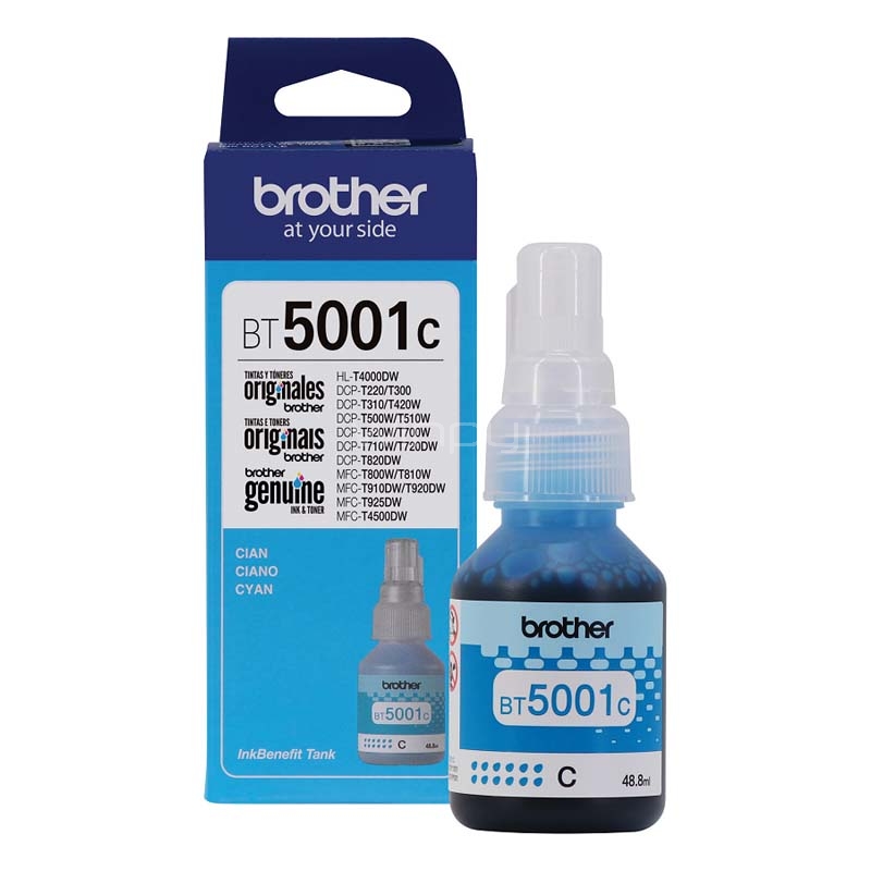 botella de tinta brother bt5001c (cian, 5000 páginas)
