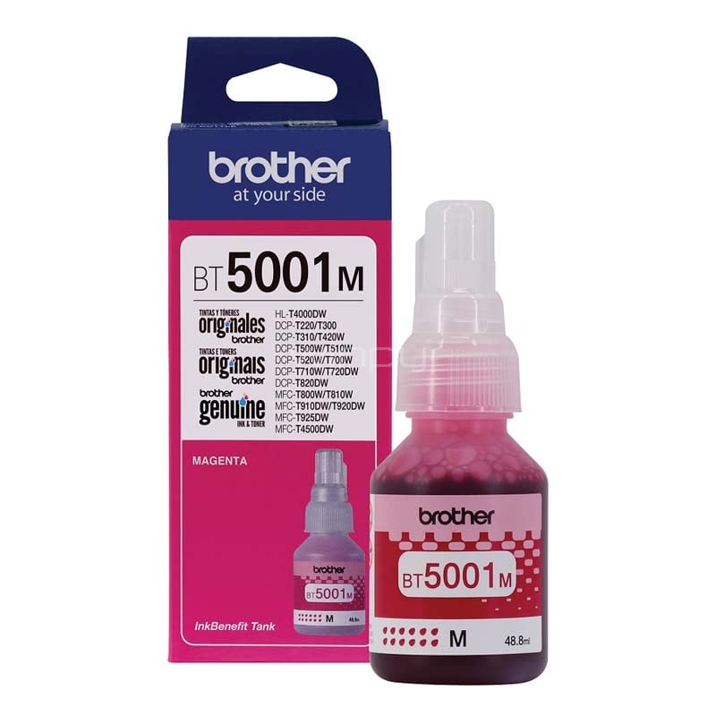 botella de tinta brother bt5001m (magenta, 5000 páginas)