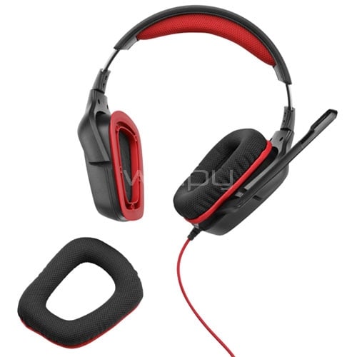 Audífonos Gamer Logitech G230 Stereo (Microfono - USB, Negro/Rojo)