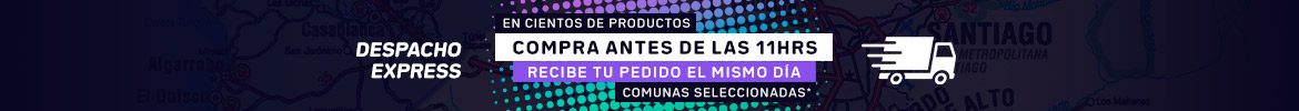 Despacho Express en cientos de productos. Compra antes de las 11:00Hrs y recibe durante el mismo día!